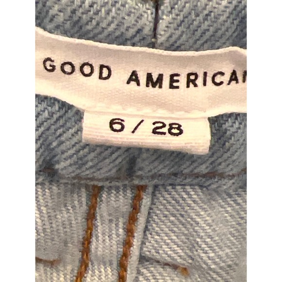 Good American Good Boy Two Tone Step Hem High Waist Boyfriend Jeans Size 6/28 - Picture 10 of 12